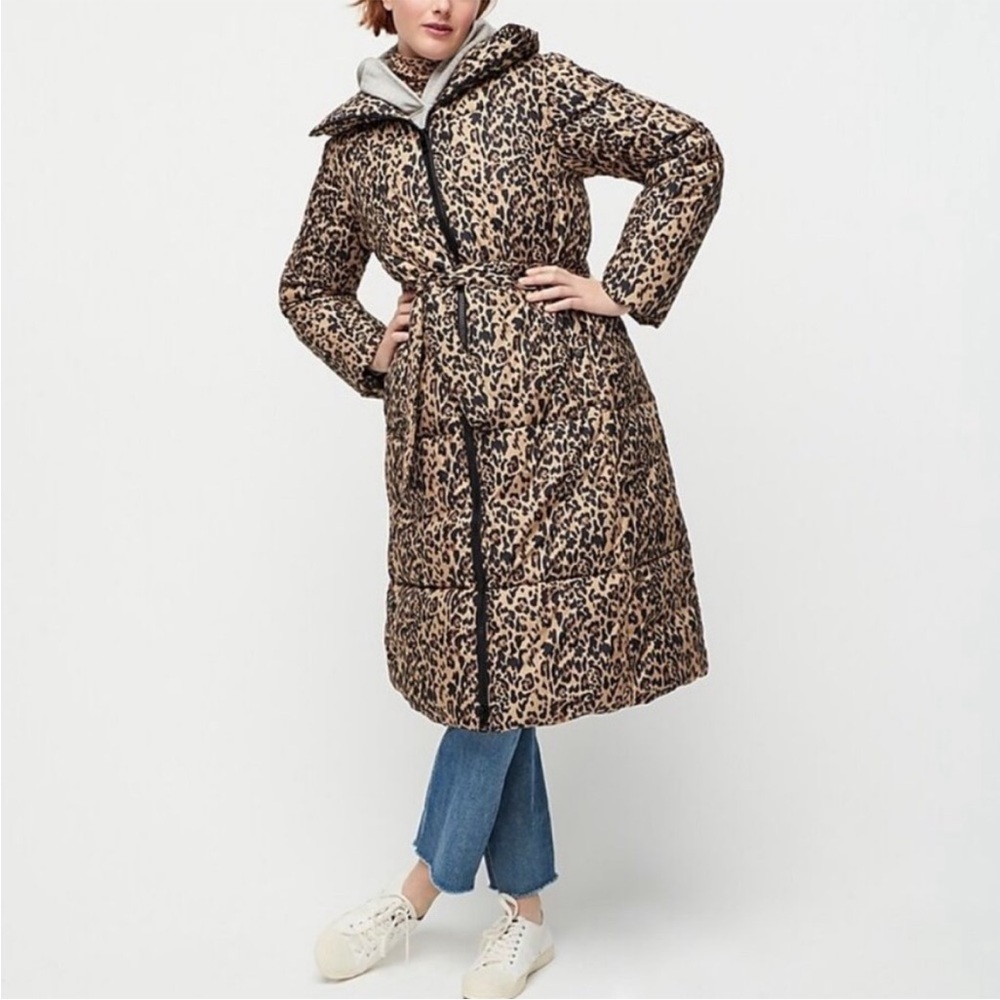 J. Crew Long Ocelot Puffer NWT